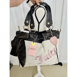 NWT Juicy Couture Vintage Dreams Tote Bag ANGORA/CHOCOLATE Daydreamer Y2K